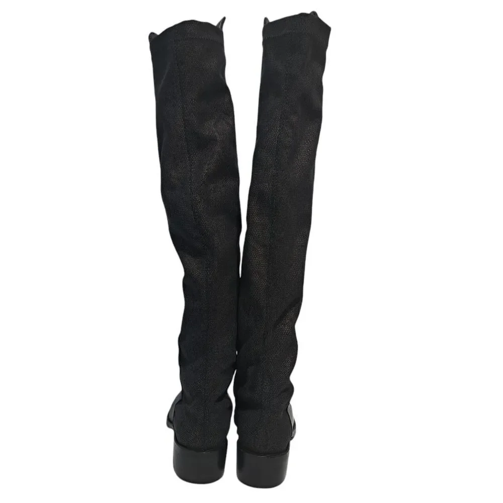 Sesto Meucci Leather Riding Slouchy Knee High Phyton Print Gothic Boots Size 7
